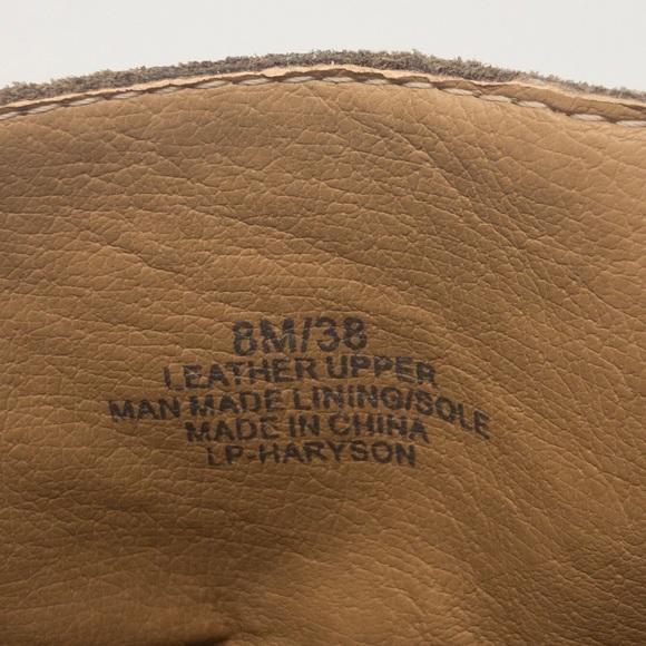 Lucky Brand Haryson Peep Toe Suede Ankle Boots Taupe Brown Block Heel 8 - Picture 8 of 8